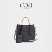 Japanese plaid nylon shoulder bag with large capacity - Image 7