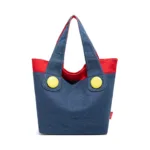 Mario color matching denim shoulder bag women's large capacity tote bag casual commuter bag