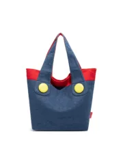 Mario color matching denim shoulder bag women's large capacity tote bag casual commuter bag