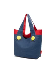 Mario color matching denim shoulder bag women's large capacity tote bag casual commuter bag - Image 5